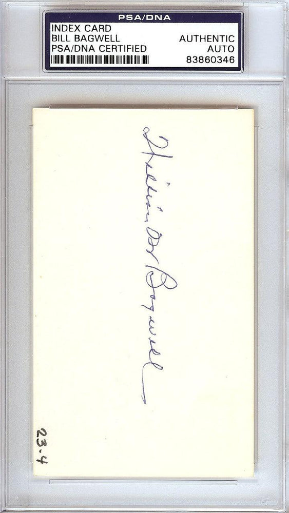 Bill Bagwell Autographed 3x5 Index Card Boston Braves, Philadelphia A's PSA/DNA #83860346 - RSA