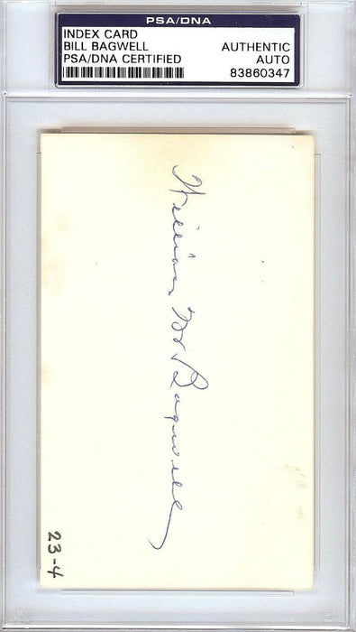 Bill Bagwell Autographed 3x5 Index Card Boston Braves, Philadelphia A's PSA/DNA #83860347 - RSA