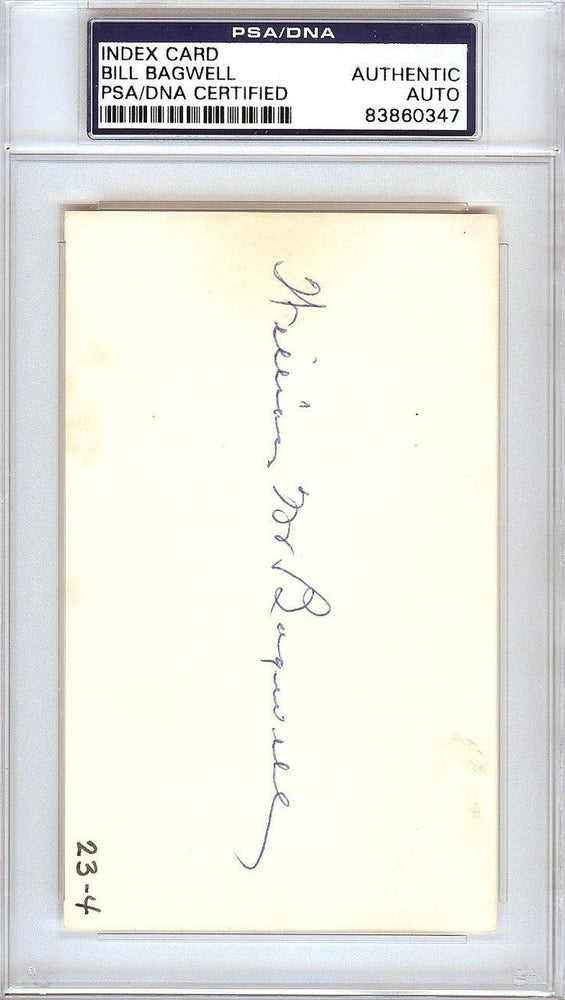 Bill Bagwell Autographed 3x5 Index Card Boston Braves, Philadelphia A's PSA/DNA #83860347 - RSA