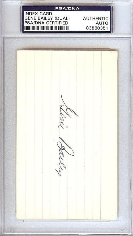 Gene Bailey Autographed 3x5 Index Card Boston Braves, Philadelphia A's Signed Twice PSA/DNA #83860351 - RSA