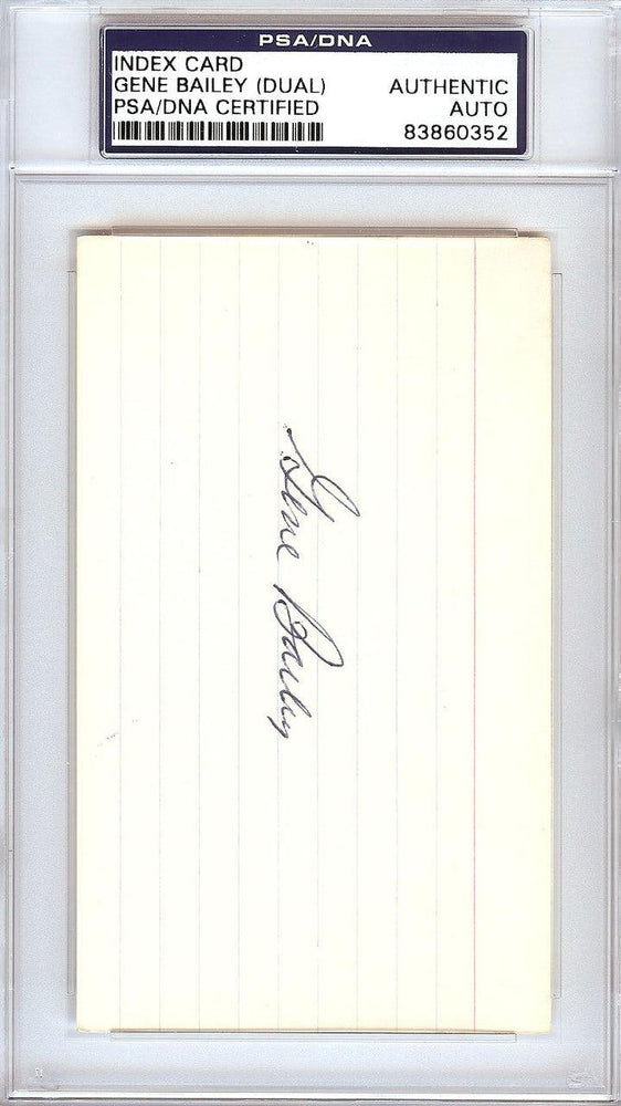 Gene Bailey Autographed 3x5 Index Card Boston Braves, Philadelphia A's Signed Twice PSA/DNA #83860352 - RSA