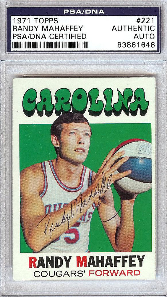 Randy Mahaffey Autographed 1971 Topps Card #221 Carolina Cougars PSA/DNA #83861646 - RSA