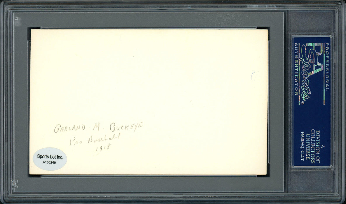Garland "Gob" Buckeye Autographed 3x5 Index Card Cleveland Indians "Cleveland Indians 1925-1928" PSA/DNA #83862098 - RSA