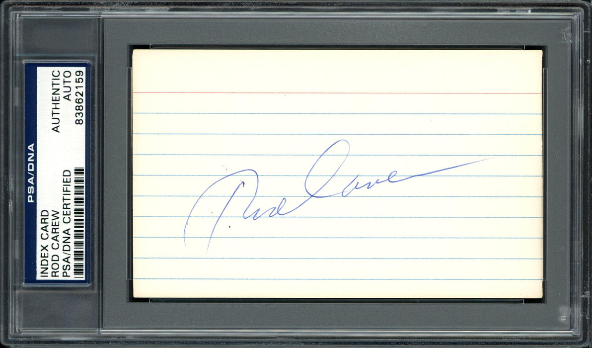 Rod Carew Autographed 3x5 Index Card Minnesota Twins, California Angels Vintage Signature PSA/DNA #83862159 - RSA
