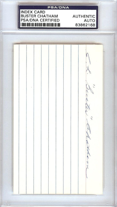 Charles L. "Buster" Chatham Autographed 3x5 Index Card Boston Braves PSA/DNA #83862168 - RSA