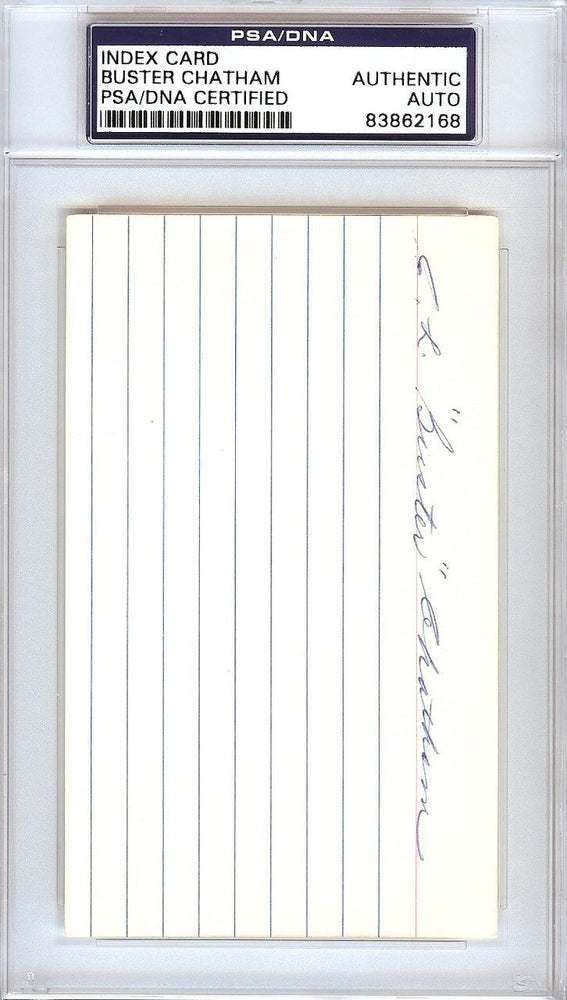 Charles L. "Buster" Chatham Autographed 3x5 Index Card Boston Braves PSA/DNA #83862168 - RSA