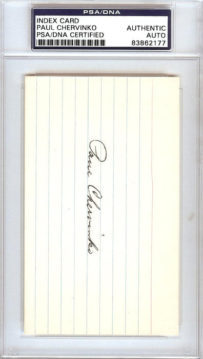 Paul Chervinko Autographed 3x5 Index Card Brooklyn Dodgers PSA/DNA #83862177 - RSA