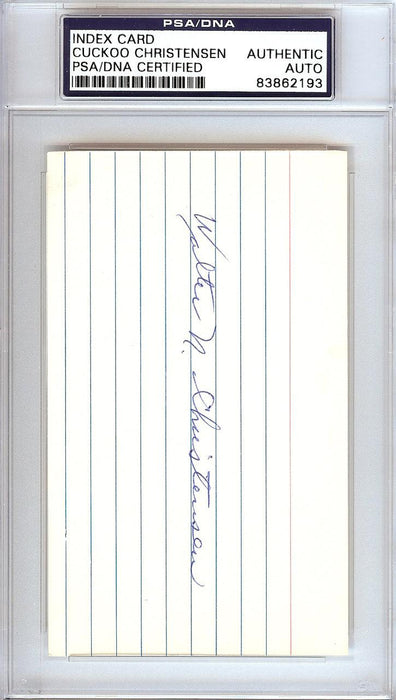 Walter Cuckoo Christensen Autographed 3x5 Index Card Cincinnati Reds PSA/DNA #83862193 - RSA