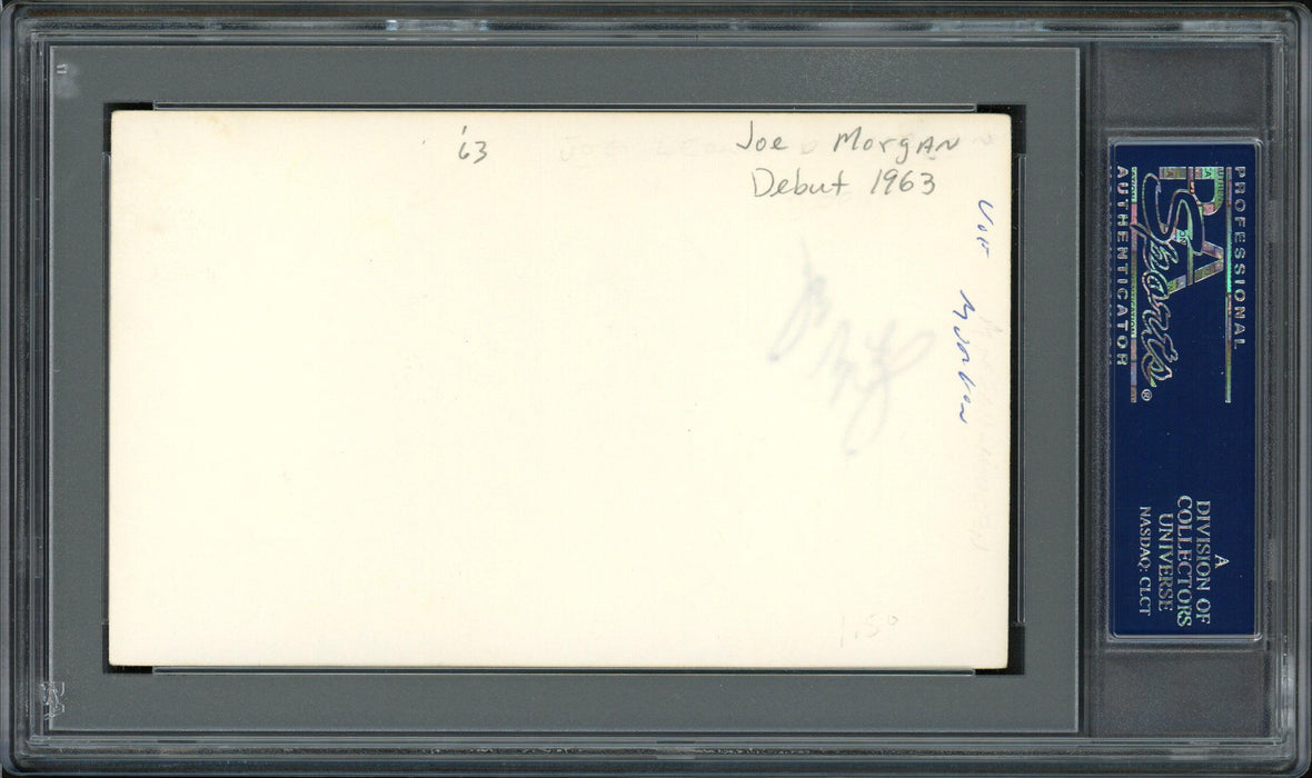 Joe Morgan Autographed 3x5 Index Card Cincinnati Reds PSA/DNA #83862226 - RSA