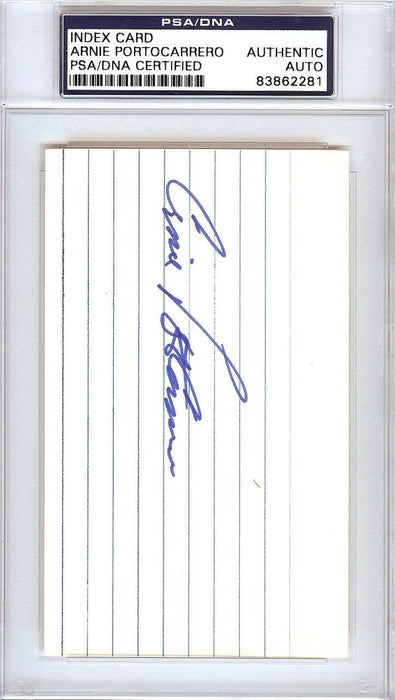 Arnie Portocarrero Autographed 3x5 Index Card Philadelphia A's PSA/DNA #83862281 - RSA