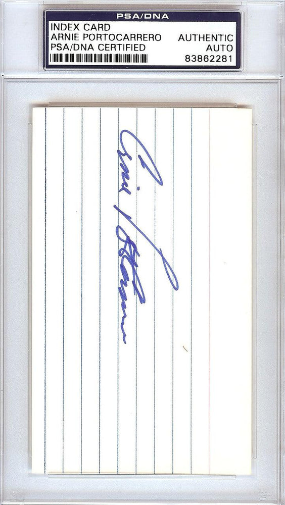 Arnie Portocarrero Autographed 3x5 Index Card Philadelphia A's PSA/DNA #83862281 - RSA