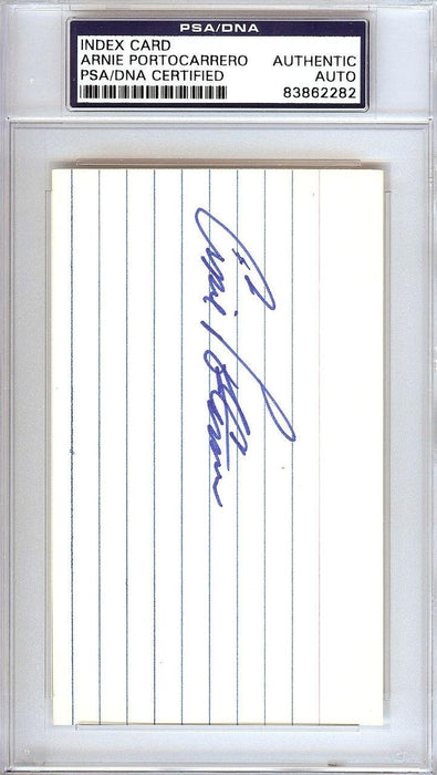 Arnie Portocarrero Autographed 3x5 Index Card Philadelphia A's PSA/DNA #83862282 - RSA
