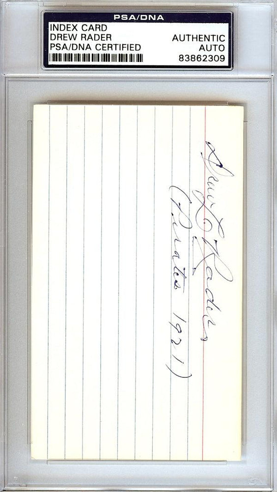 Drew "Lefty" Rader Autographed 3x5 Index Card Pittsburgh Pirates PSA/DNA #83862309 - RSA