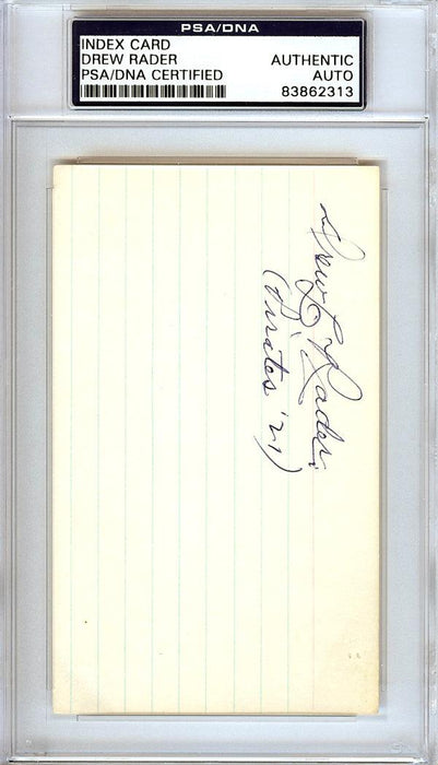 Drew "Lefty" Rader Autographed 3x5 Index Card Pittsburgh Pirates PSA/DNA #83862313 - RSA