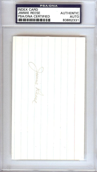 Jimmie Reese Autographed 3x5 Index Card New York Yankees, Los Angeles Angels PSA/DNA #83862331 - RSA