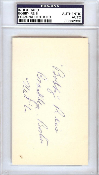 Bobby Reis Autographed 3x5 Index Card Brooklyn Dodgers, Boston Braves PSA/DNA #83862338 - RSA
