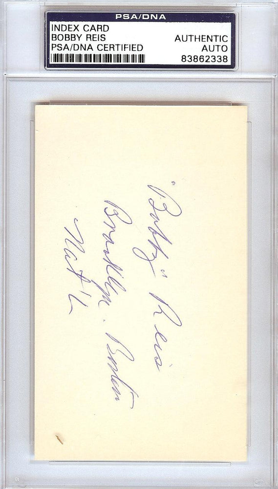 Bobby Reis Autographed 3x5 Index Card Brooklyn Dodgers, Boston Braves PSA/DNA #83862338 - RSA