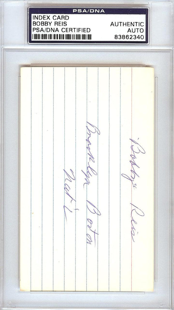 Bobby Reis Autographed 3x5 Index Card Brooklyn Dodgers, Boston Braves PSA/DNA #83862340 - RSA