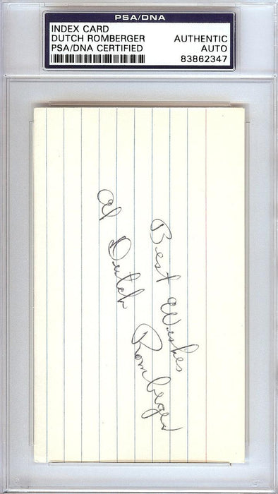 Allen "Dutch" Romberger Autographed 3x5 Index Card Philadelphia A's PSA/DNA #83862347 - RSA