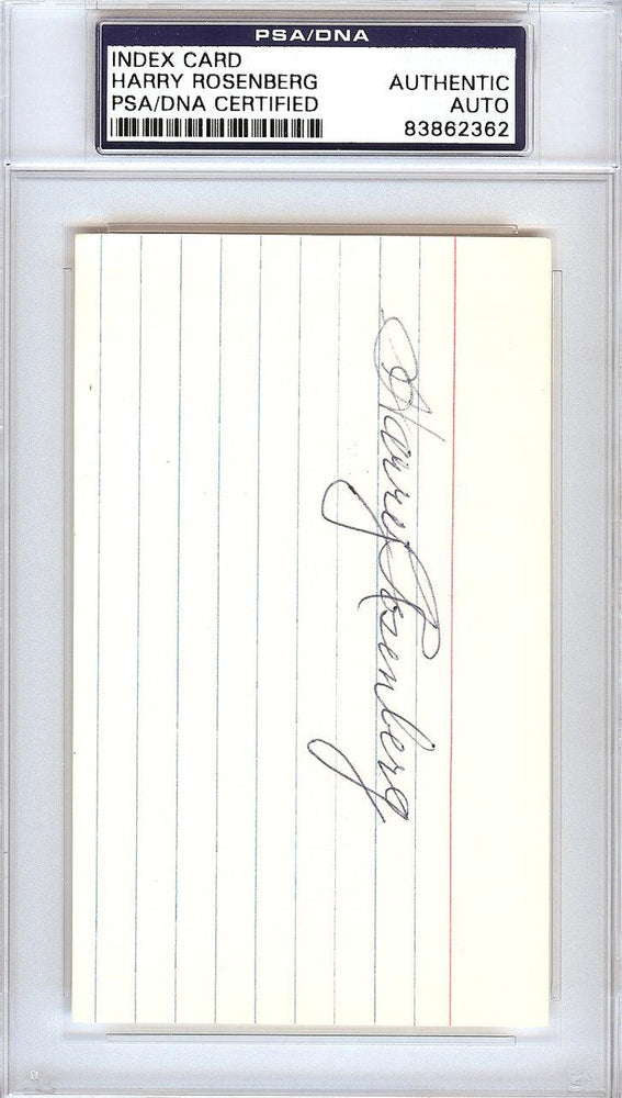 Harry Rosenberg Autographed 3x5 Index Card New York Giants PSA/DNA #83862362 - RSA