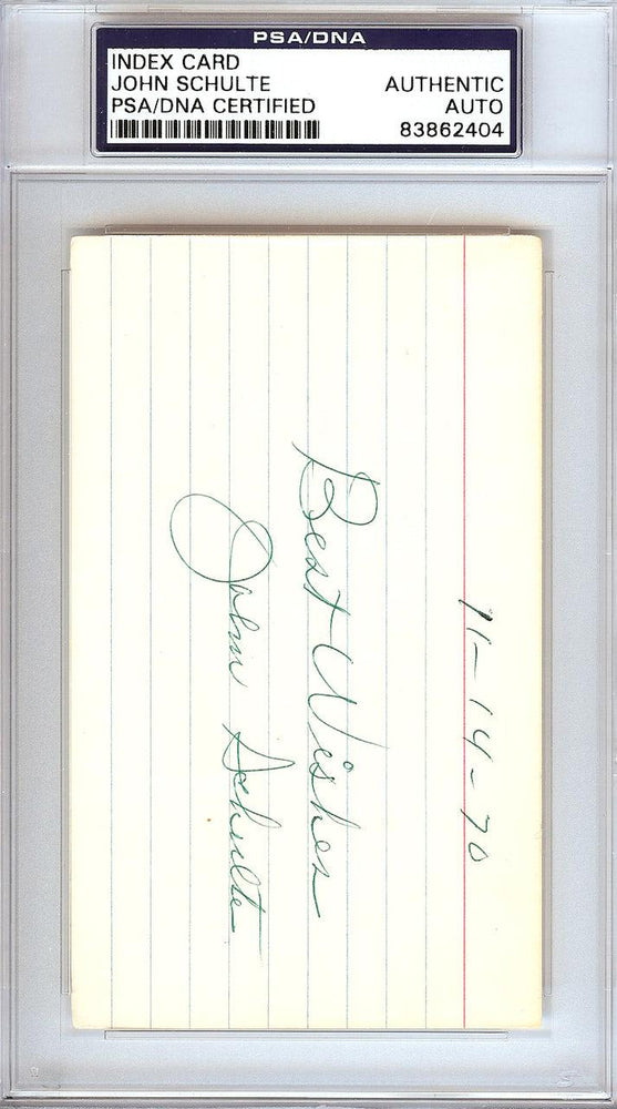 John "Johnny" Schulte Autographed 3x5 Index Card New York Yankees PSA/DNA #83862404 - RSA