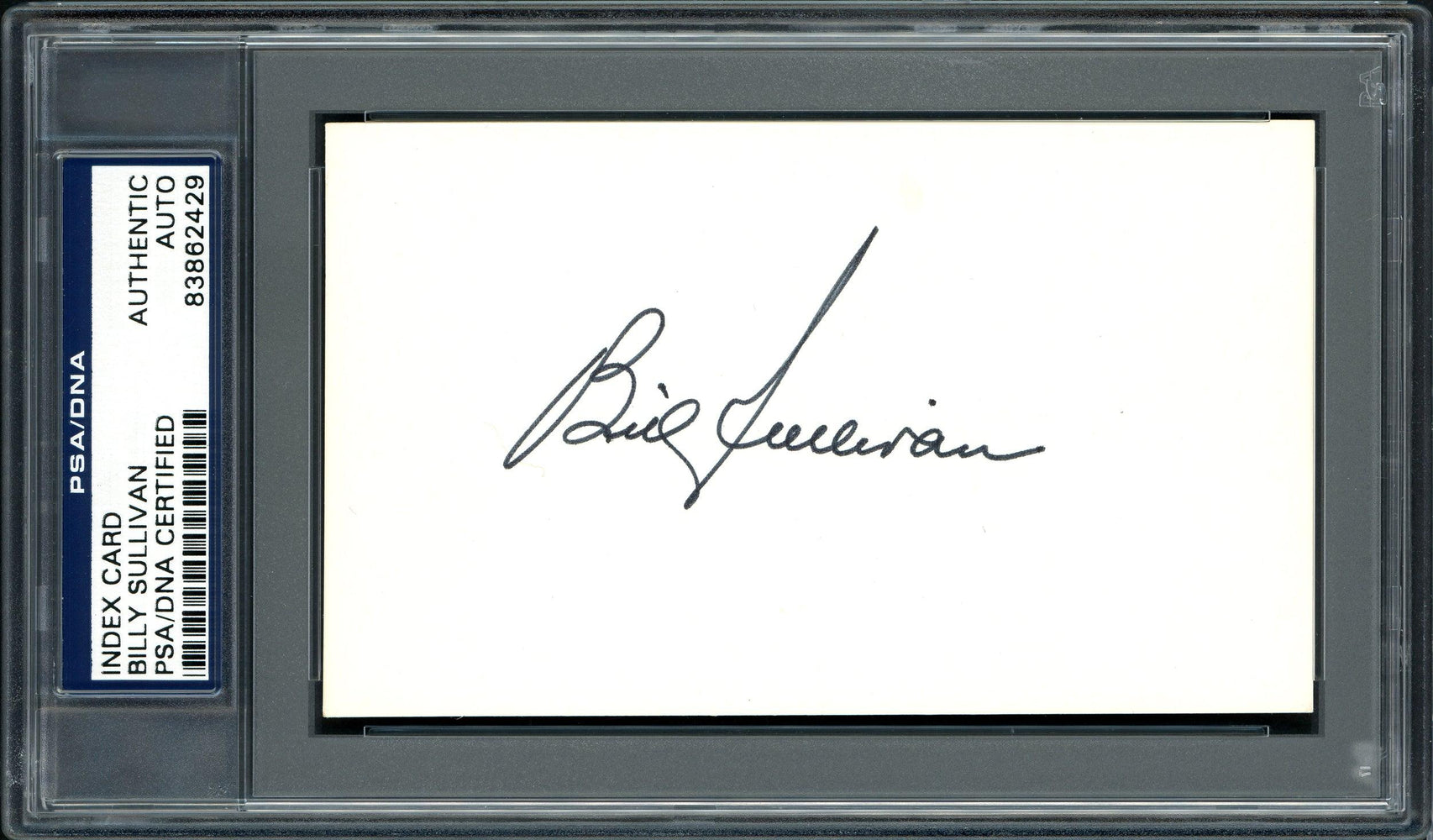 Billy Sullivan Jr. Autographed 3x5 Index Card Cleveland Indians, Brooklyn Dodgers PSA/DNA #83862429 - RSA