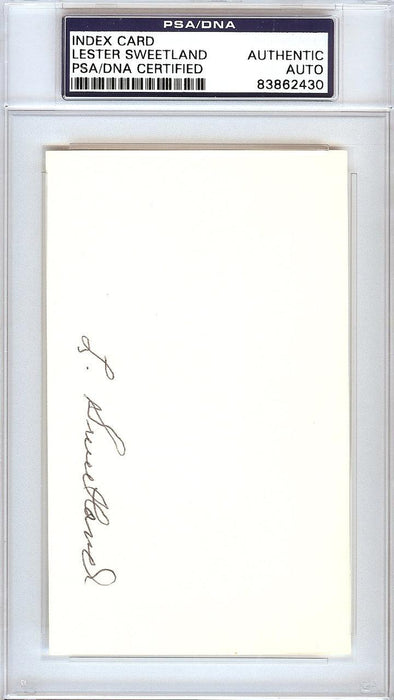Lester "Les" Sweetland Autographed 3x5 Index Card Philadelphia Phillies PSA/DNA #83862430 - RSA