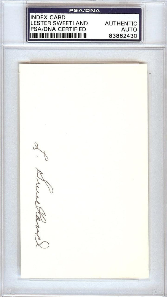 Lester "Les" Sweetland Autographed 3x5 Index Card Philadelphia Phillies PSA/DNA #83862430 - RSA