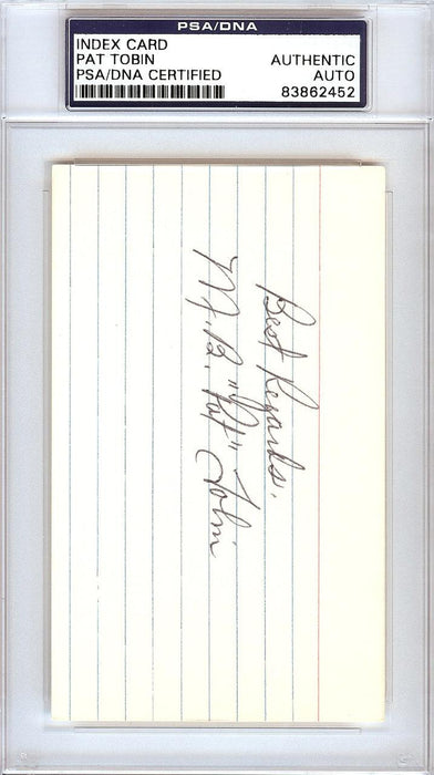 Marion Brooks M.B. "Pat" Tobin Autographed 3x5 Index Card Philadelphia A's PSA/DNA #83862452 - RSA