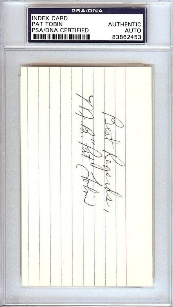 Marion Brooks M.B. "Pat" Tobin Autographed 3x5 Index Card Philadelphia A's PSA/DNA #83862453 - RSA