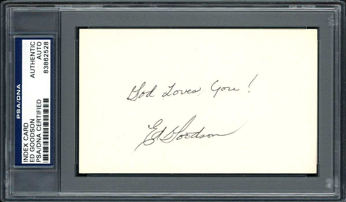 Ed Goodson Autographed 3x5 Index Card Los Angeles Dodgers, San Francisco Giants "God Loves You!" PSA/DNA #83862528 - RSA