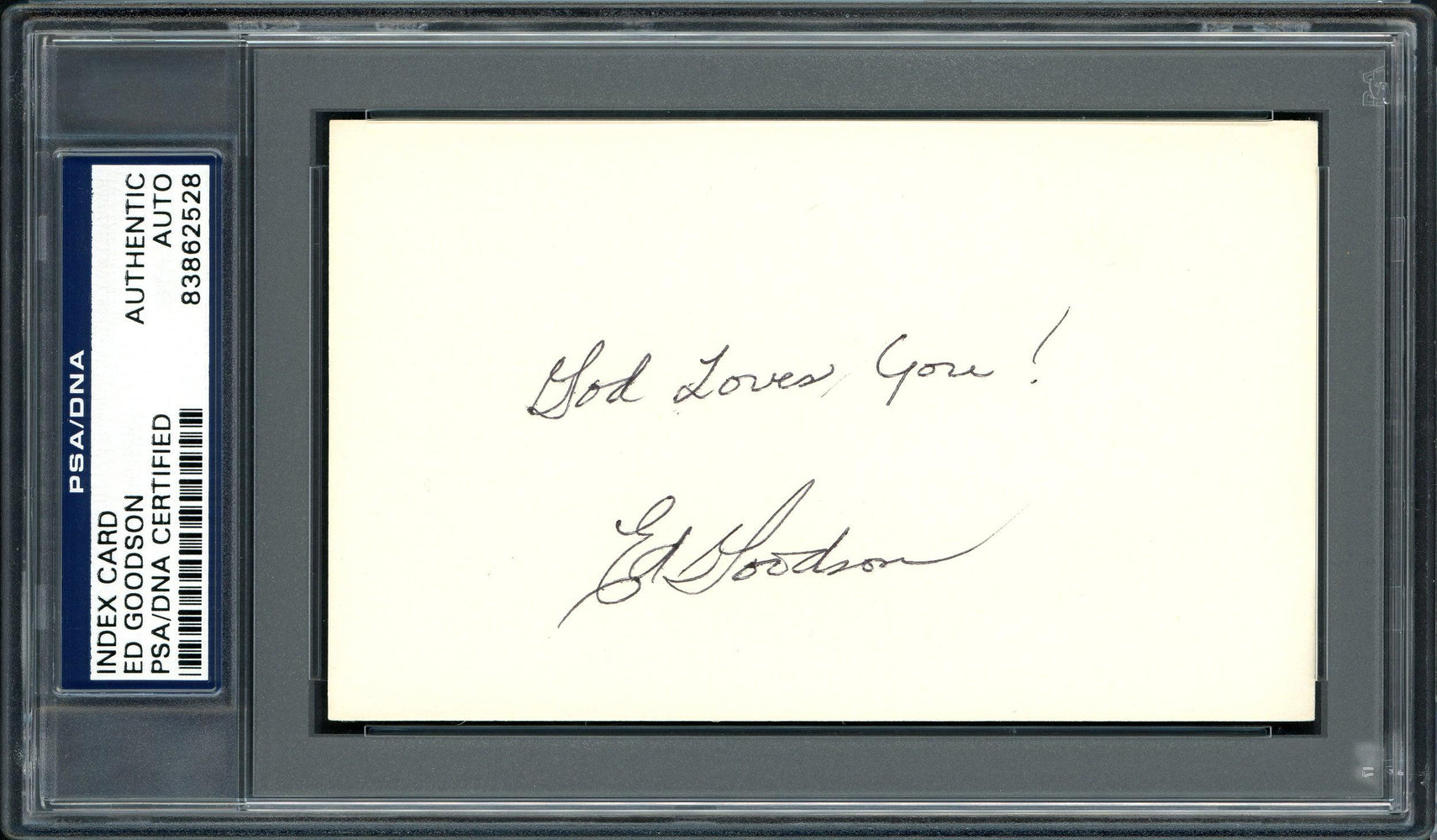 Ed Goodson Autographed 3x5 Index Card Los Angeles Dodgers, San Francisco Giants "God Loves You!" PSA/DNA #83862528 - RSA