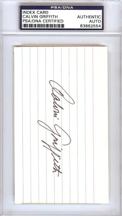 Calvin Griffith Autographed 3x5 Index Card Minnesota Twins Owner PSA/DNA #83862554 - RSA