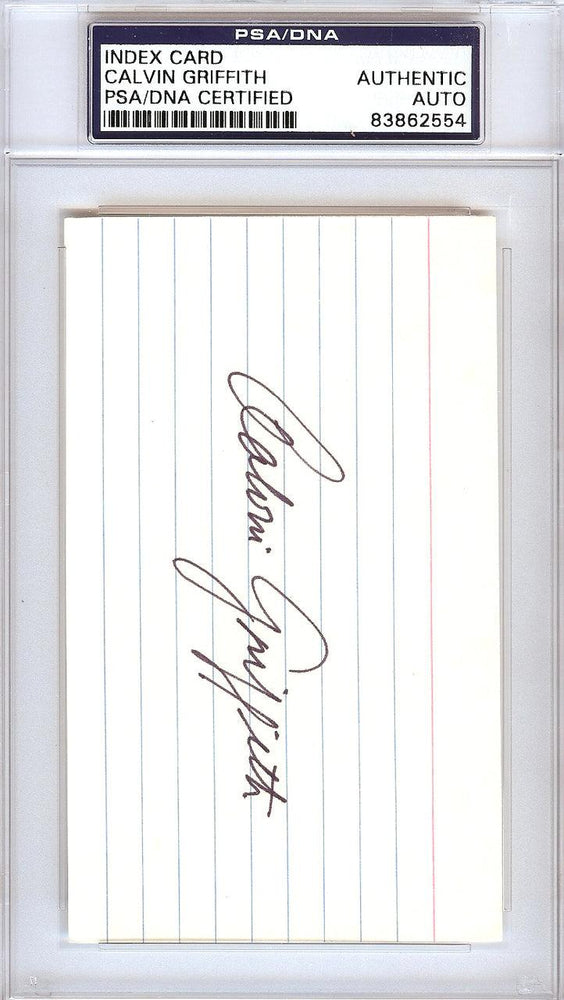 Calvin Griffith Autographed 3x5 Index Card Minnesota Twins Owner PSA/DNA #83862554 - RSA
