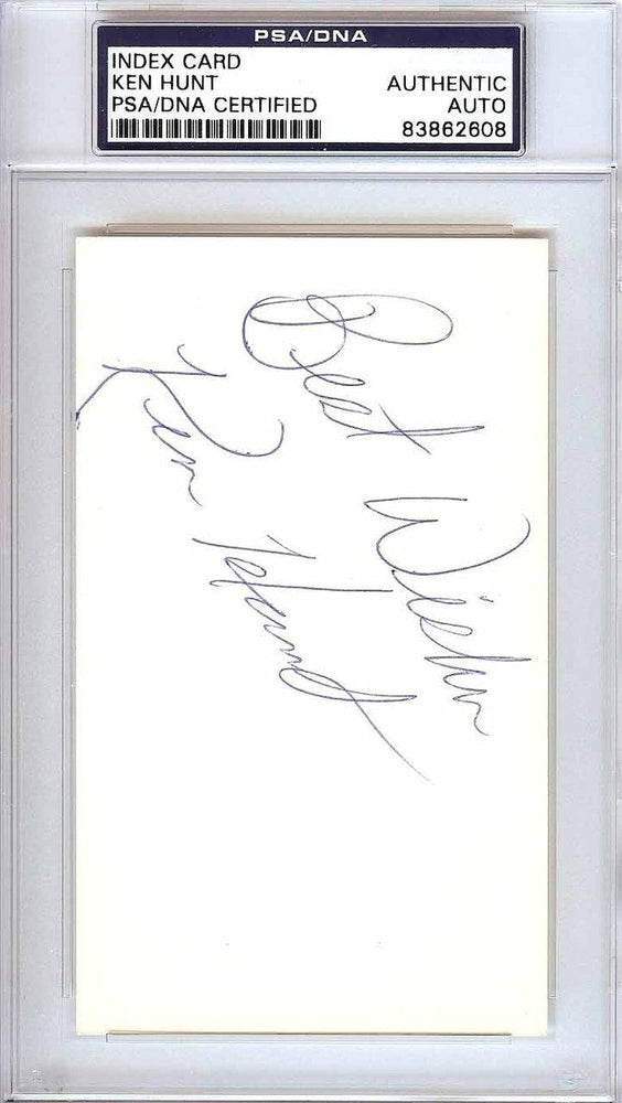 Ken Hunt Autographed 3x5 Index Card New York Yankees, Los Angeles Angels "Best Wishes" PSA/DNA #83862608 - RSA