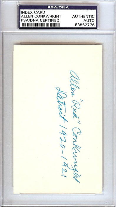Allen "Red" Conkwright Autographed 3x5 Index Card Detroit Tigers PSA/DNA #83862776 - RSA