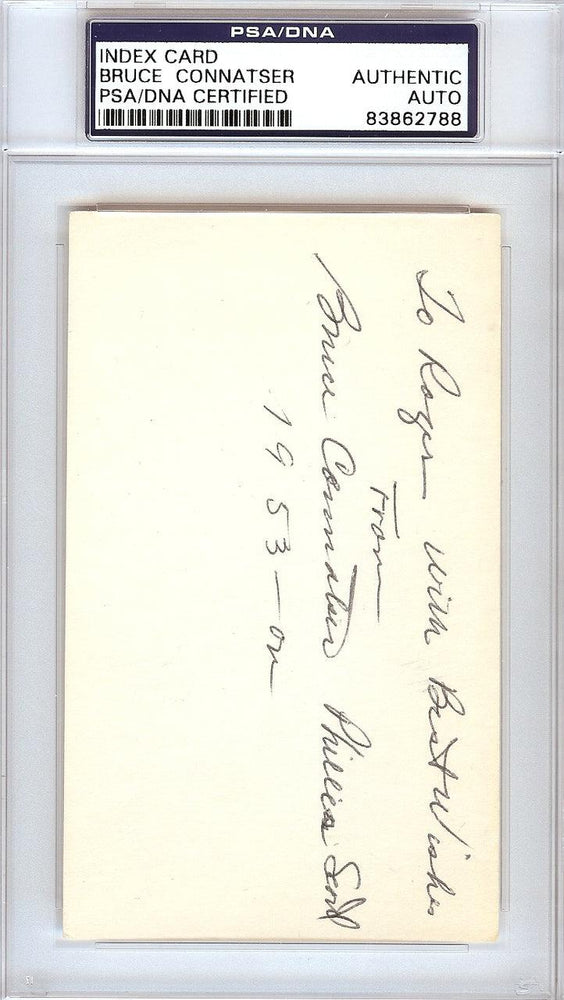 Bruce Connatser Autographed 3x5 Index Card Philadelphia Phillies, Detroit Tigers "To Roger" PSA/DNA #83862788 - RSA