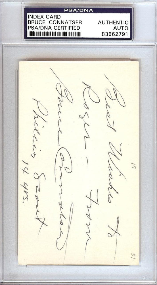 Bruce Connatser Autographed 3x5 Index Card Philadelphia Phillies, Detroit Tigers "To Roger" PSA/DNA #83862791 - RSA