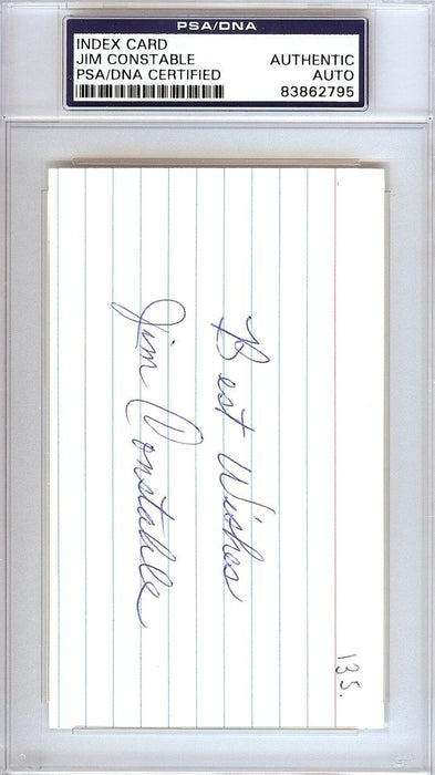 Jim Constable Autographed 3x5 Index Card New York Giants PSA/DNA #83862795 - RSA