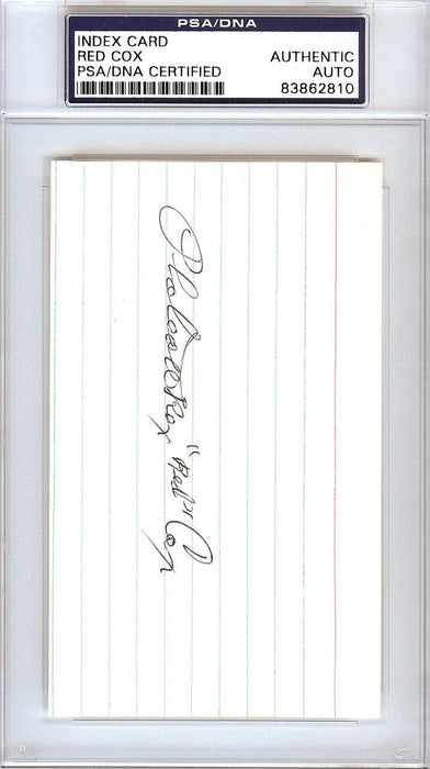 Plateau Red Cox Autographed 3x5 Index Card Boston Red Sox, Detroit Tigers PSA/DNA #83862810 - RSA