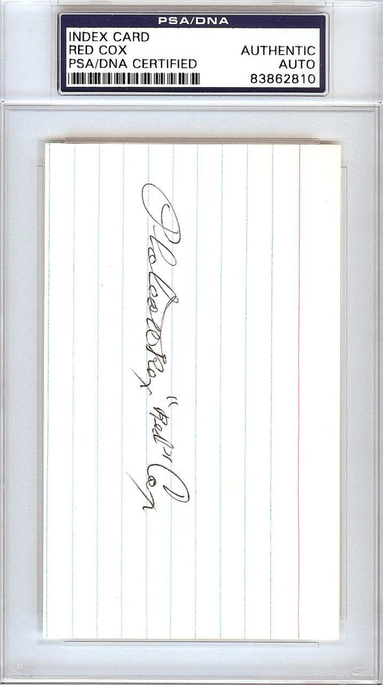 Plateau Red Cox Autographed 3x5 Index Card Boston Red Sox, Detroit Tigers PSA/DNA #83862810 - RSA