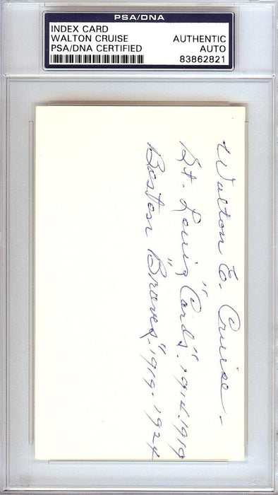Walton Cruise Autographed 3x5 Index Card St. Louis Cardinals, Boston Braves PSA/DNA #83862821 - RSA