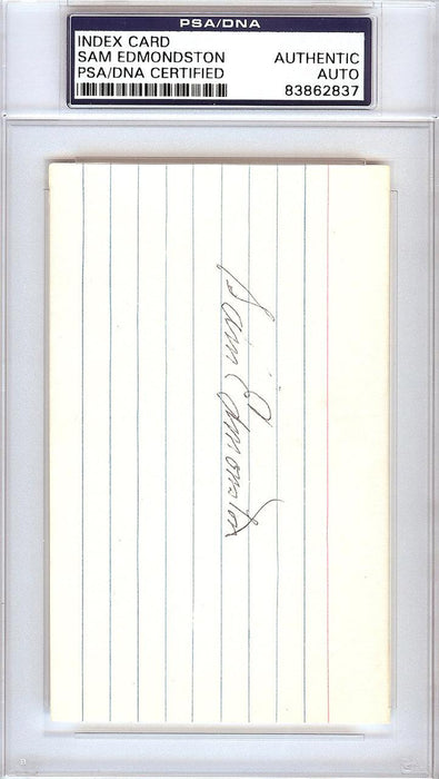Sam Edmonston Autographed 3x5 Index Card Washington Senators PSA/DNA #83862837 - RSA