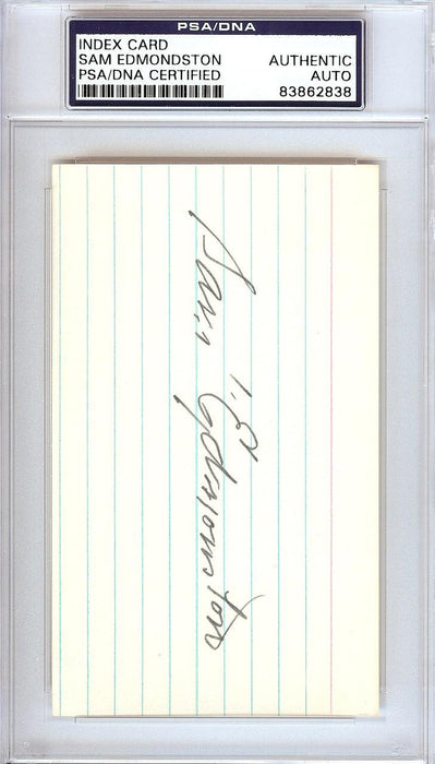 Sam Edmonston Autographed 3x5 Index Card Washington Senators PSA/DNA #83862838 - RSA
