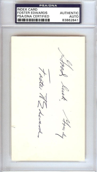 Foster H. Edwards Autographed 3x5 Index Card New York Yankees "To Grady" PSA/DNA #83862841 - RSA
