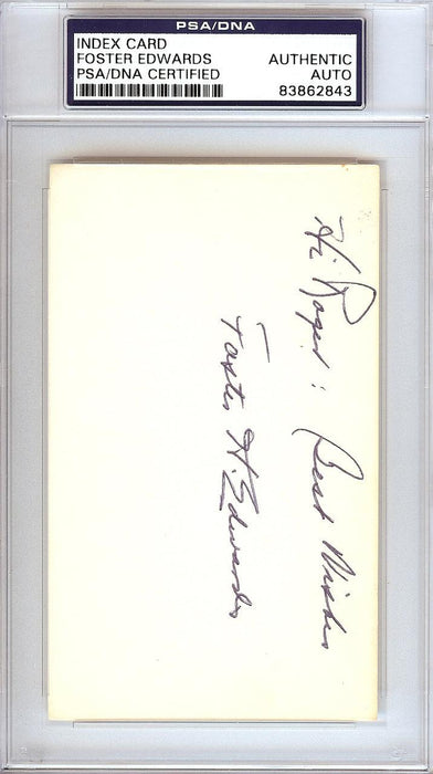 Foster H. Edwards Autographed 3x5 Index Card New York Yankees "To Roger" PSA/DNA #83862843 - RSA