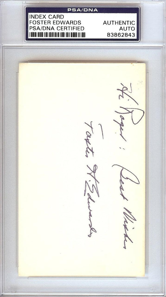 Foster H. Edwards Autographed 3x5 Index Card New York Yankees "To Roger" PSA/DNA #83862843 - RSA