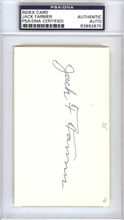 Jack Farmer Autographed 3x5 Index Card Pittsburgh Pirates PSA/DNA #83862875 - RSA