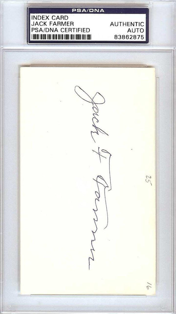 Jack Farmer Autographed 3x5 Index Card Pittsburgh Pirates PSA/DNA #83862875 - RSA