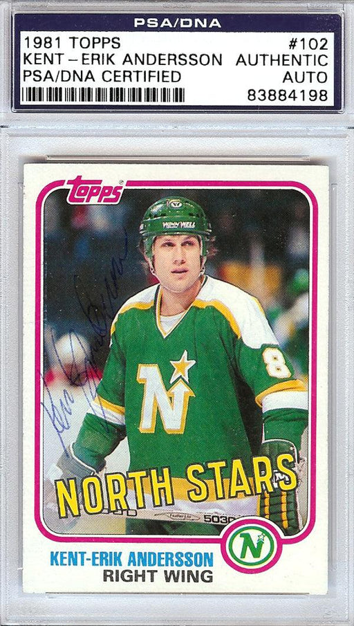 Kent-Erik Andersson Autographed 1981 Topps Card #102 Minnesota North Stars PSA/DNA #83884198 - RSA